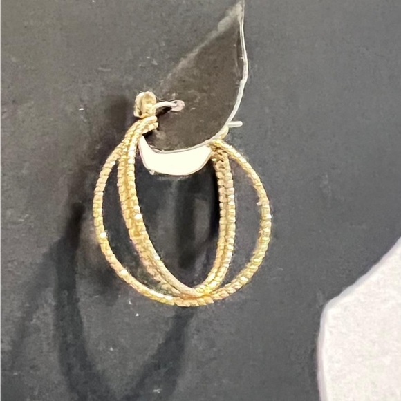 Double Hoop Earrings – Gold-Tone Textured Design - Picture 4 of 4